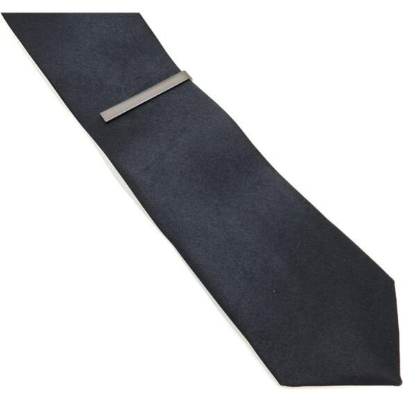 Mens Skinny Tie Clip Bar Slim Brass Metal Tie Clasp Firm Hold Gift Accessory - Picture 3 of 4